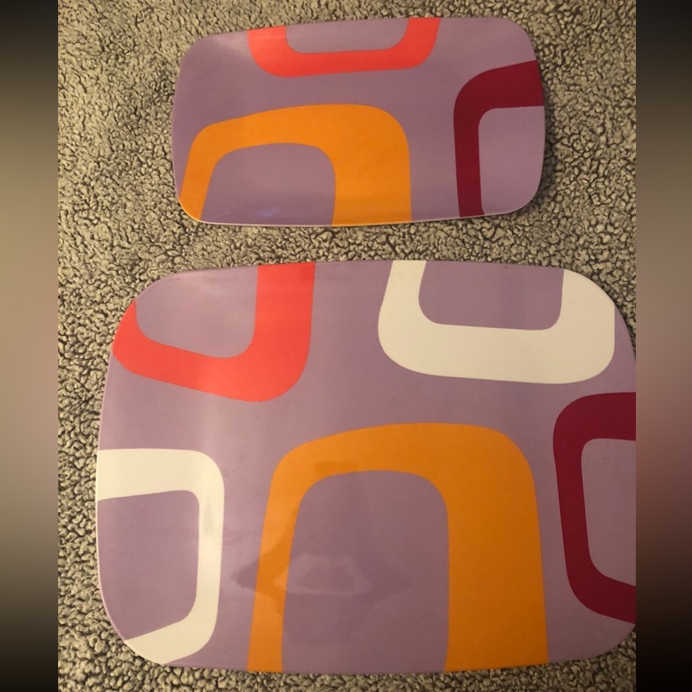 Y2K Retro Purple and Orange Geometric Plates